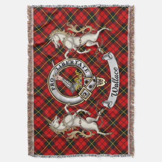 Wallace Clan Badge & Tartan Deken (Voorkant Verticaal)