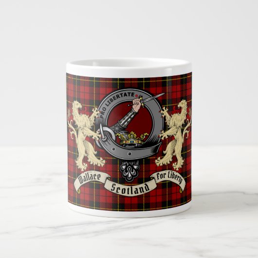 Wallace Clan Badge & Tartan Giant Coffee Mok (Voorkant)