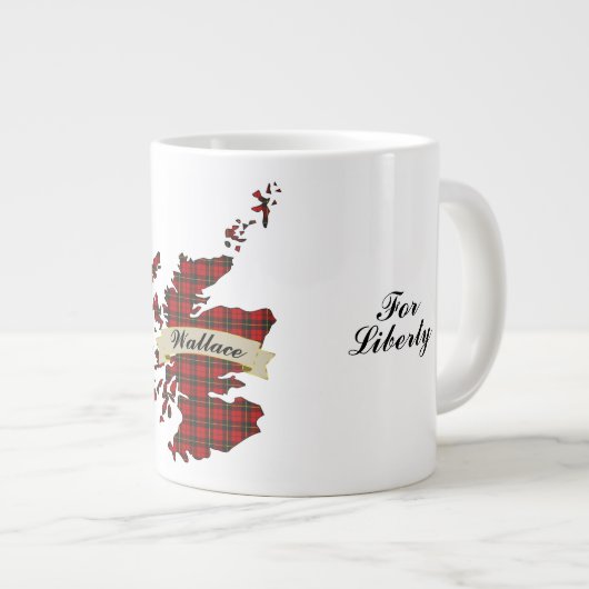 Wallace Clan Badge & Tartan Kaart Grote Koffiekop (Voorkant rechts)