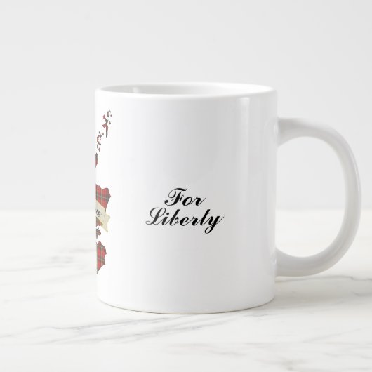 Wallace Clan Badge & Tartan Kaart Grote Koffiekop (Rechts)