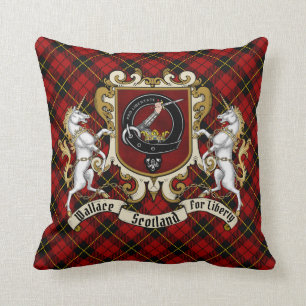 Wallace Clan Badge & Tartan Kussen