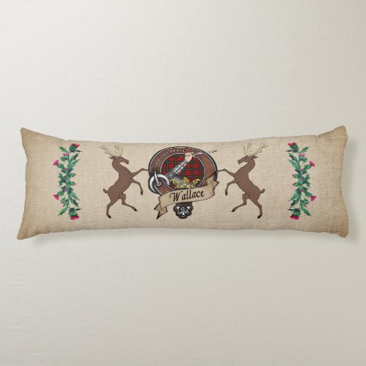 Wallace Clan Badge & Tartan Lichaamskussen (Voorkant)