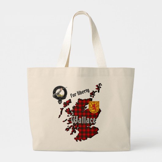 Wallace Clan Badge & Tartan Map of Scotland Grote Tote Bag (Achterkant)