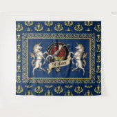 Wallace Clan Badge & Tartan met eenhoorns Wandkleed (Voorkant (horizontaal))