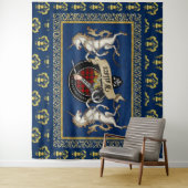 Wallace Clan Badge & Tartan met eenhoorns Wandkleed (In situ)