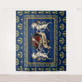 Wallace Clan Badge & Tartan met eenhoorns Wandkleed (Voorkant)