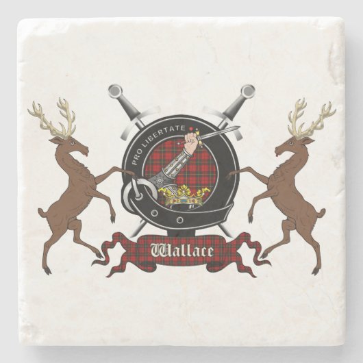 Wallace Clan Badge & Tartan Onderzetters (Voorkant)