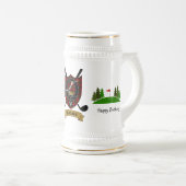 Wallace Clan Badge & Tartan Op maat gemaakt Bierpul (Voorkant rechts)