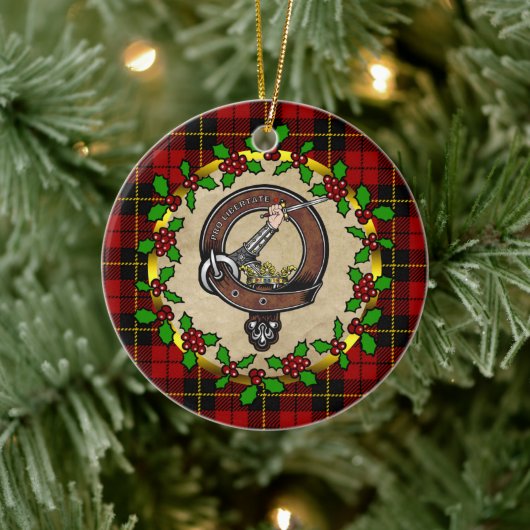 Wallace Clan Badge & Tartan Persoonlijke mas Keramisch Ornament (Boom)