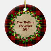 Wallace Clan Badge & Tartan Persoonlijke mas Keramisch Ornament (Achterkant)