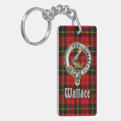 Wallace Clan Badge/Tartan Rechthoek Sleutelhanger (Voorkant Links)