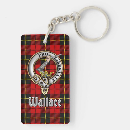 Wallace Clan Badge/Tartan Rectangle Sleutelhanger (achterkant)