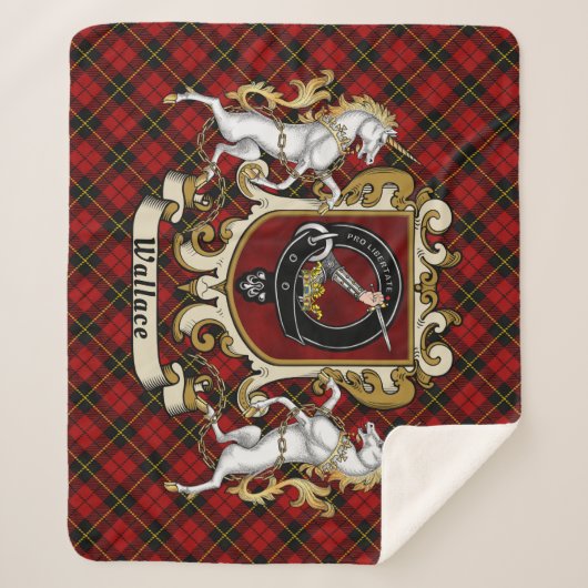 Wallace Clan Badge & Tartan Sherpa Deken (Voorkant)