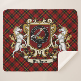 Wallace Clan Badge & Tartan Sherpa Deken