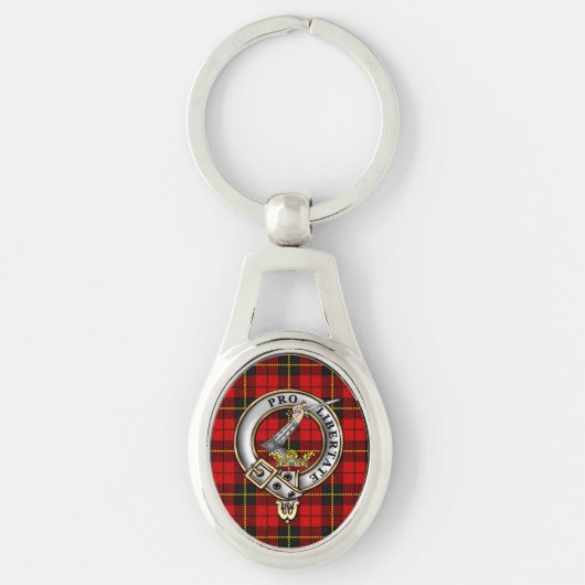 Wallace Clan Badge & Tartan Sleutelhanger (Voorkant)