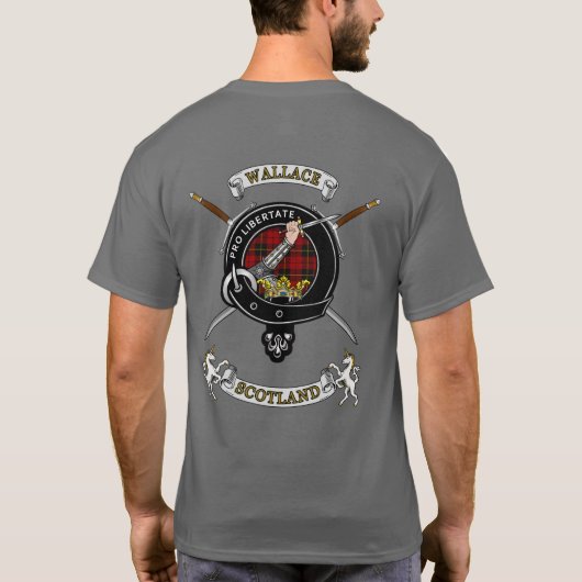 Wallace Clan Badge Tartan & Swords (back) T-shirt (Achterkant)