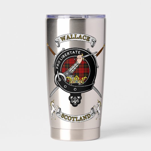 Wallace Clan Badge Tartan & Swords Geïsoleerde Drinkbeker (Voorkant)