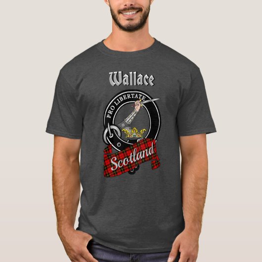 Wallace Clan Badge & Tartan T-Shirt (Voorkant)