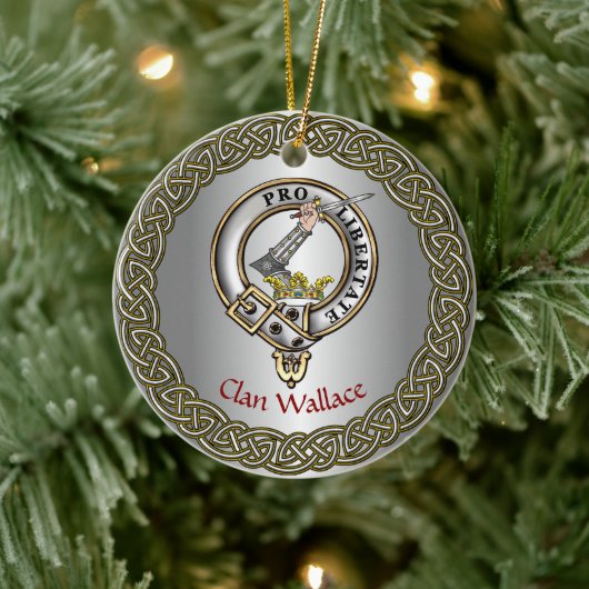 Wallace Clan Badge/Tartan Thistle gepersonaliseerd Keramisch Ornament (Boom)