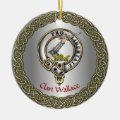 Wallace Clan Badge/Tartan Thistle gepersonaliseerd Keramisch Ornament (Voorkant)