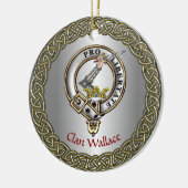 Wallace Clan Badge/Tartan Thistle gepersonaliseerd Keramisch Ornament (Links)
