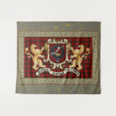 Wallace Clan Badge & Tartan w/Lions Tapestry Wandkleed (Voorkant (horizontaal))