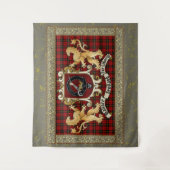 Wallace Clan Badge & Tartan w/Lions Tapestry Wandkleed (Voorkant)