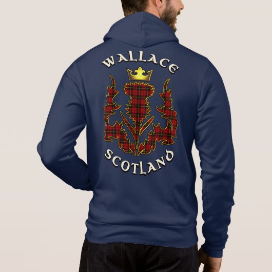 Wallace Clan Badge & Tartan w/Motto Hoodie (Achterkant)