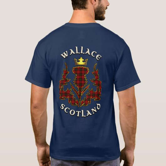 Wallace Clan Badge & Tartan w/Motto T-shirt (Achterkant)