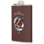 Wallace Clan Badge w/Brown Faux lederen fles Heupfles (Links)