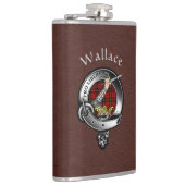 Wallace Clan Badge w/Brown Faux lederen fles Heupfles (Rechts)