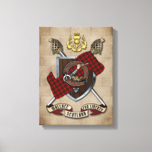 Wallace Clan Badge W/Gewapende Zwaarden Canvas Afdruk