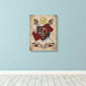 Wallace Clan Badge W/Gewapende Zwaarden Canvas Afdruk (Insitu (Houten vloer))