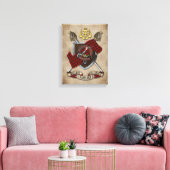 Wallace Clan Badge W/Gewapende Zwaarden Canvas Afdruk (Insitu (Woonkamer))