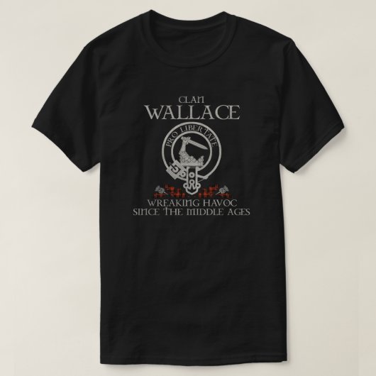 Wallace Clan crest Schotse achternaam tartan Thist T-shirt (Design voorkant)
