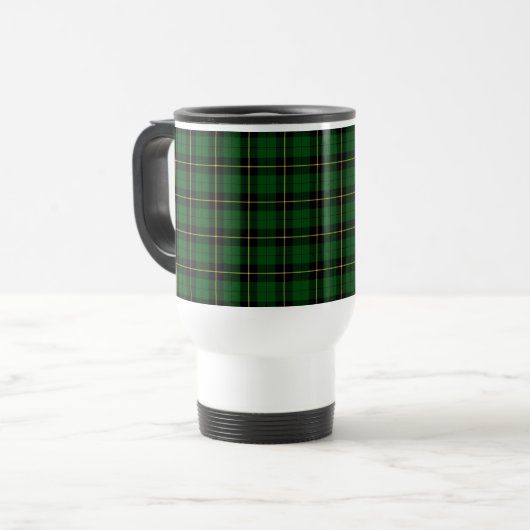 Wallace Clan Groen en Zwart Jacht Tartan Reisbeker (Voorkant links)