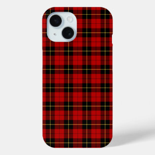 Wallace Clan Red en Black Tartan iPhone 15 Case