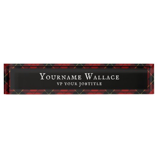 Wallace Clan Scottish Tartan Pset Pattern Naambordje (Voorkant)