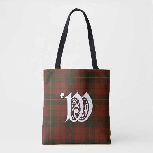 Wallace Clan Tartan Monogram Tote Bag (Voorkant)