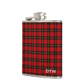 Wallace Clan Tartan Rood en Zwart Plaid Monogram Heupfles (Links)
