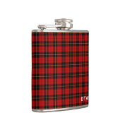 Wallace Clan Tartan Rood en Zwart Plaid Monogram Heupfles (Rechts)