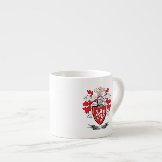 Wallace Family Crest Coat of Arms Espresso Kop (Voorkant rechts)