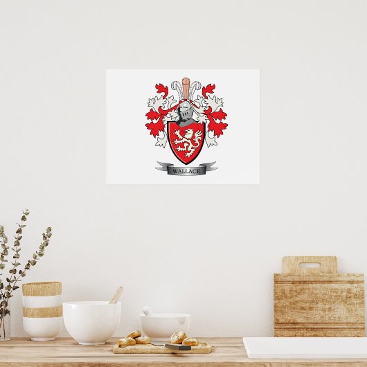 Wallace Family Crest Coat. Poster (Keuken)