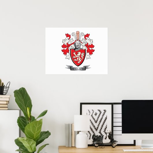 Wallace Family Crest Coat. Poster (Thuiskantoor)