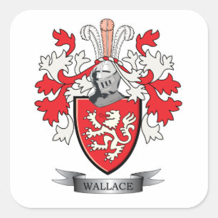 Wallace Family Crest Coat. Vierkante Sticker