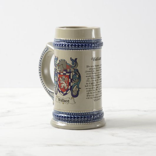 Wallace Family Crest Stein Bierpul (Voorkant links)