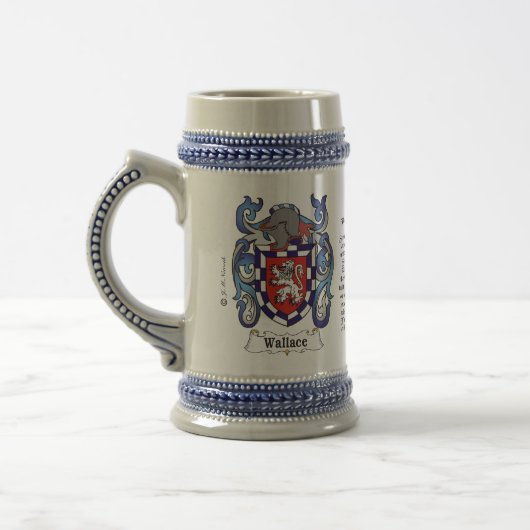 Wallace Family Crest Stein Bierpul (Links)