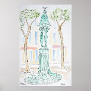 Wallace-fontein op Rue Brea Parijs, Frankrijk Poster