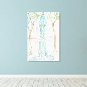 Wallace Fountain over Rue Brea | Parijs, Frankrijk Canvas Afdruk (Insitu (Houten vloer))