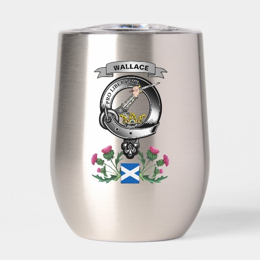 Wallace Gepersonaliseerde Clan Badge & Tartan doed (Voorkant)